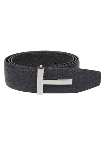Tom Ford Reversible T Belt In Black