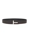 Tom Ford Reversible Calf Leather Belt In Black