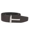 Tom Ford Elegant Brown And Black Calfskin Belt Made In Brown/black