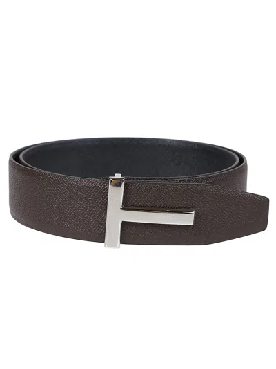 Tom Ford Reversible T-buckle Belt In Brown/black