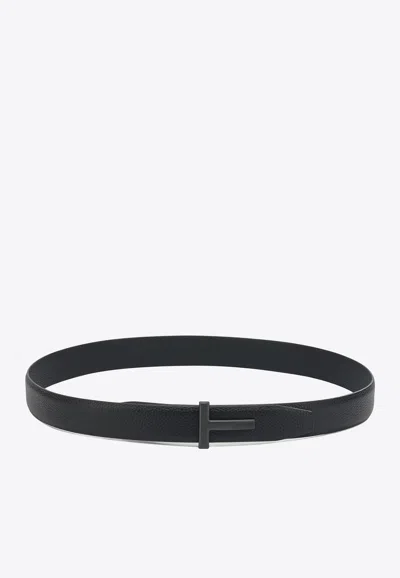 Tom Ford Reversible T Icon Belt In Black