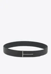 Tom Ford Reversible T Icon Belt In Black