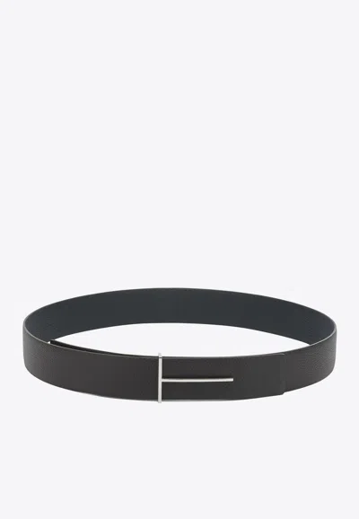 Tom Ford Reversible T Icon Belt In Black