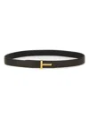 Tom Ford Reversible T Line Belt In Black