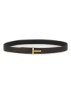 Tom Ford Reversible T Line Belt In Black