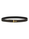 Tom Ford Reversible T Line Belt In Black