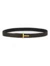 Tom Ford Reversible T Line Belt In Black
