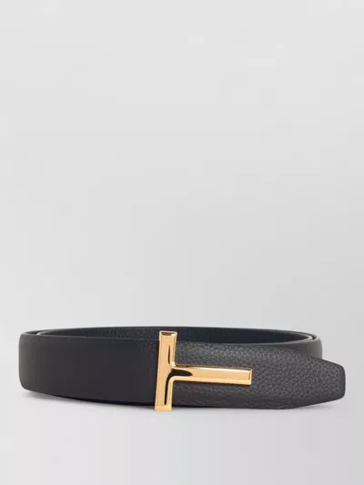 Tom Ford Reversible Textured Leather Belt Premium Design In Black
