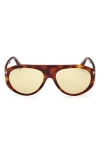 Tom Ford Rex-02 57mm Aviator Sunglasses In Brown