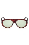 Tom Ford Men's Rex T-logo Aviator Sunglasses In Havana Green