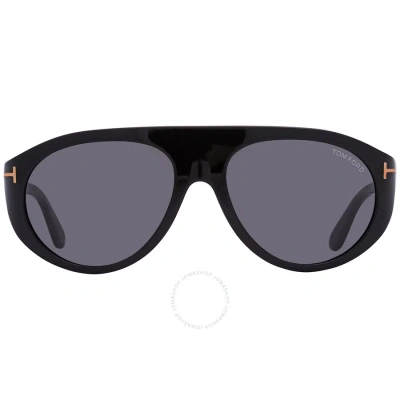 Tom Ford Rex Grey Pilot Men's Sunglasses Ft1001 01a 57 In Black / Grey