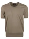 Tom Ford Classic Crew Neck T-shirt With Fitted Silhouette In Cement