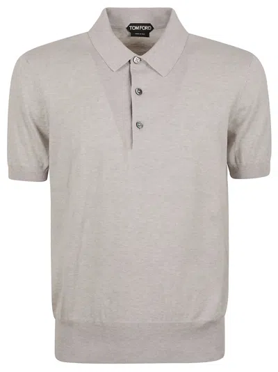 Tom Ford Rib Trim Regular Polo Shirt In Grey