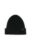 Tom Ford Cashmere Ribbed Beanie Hat In Black