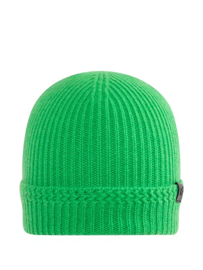 Tom Ford Ribbed Cashmere Beanie Hat In Green
