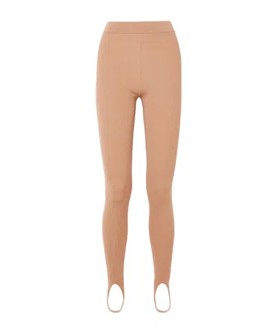 Tom Ford Ribbed Cashmere Blend Stirrup Pants In Neutral