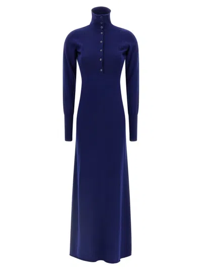 Tom Ford Ribbed Cashmere Polo-style Maxi Dress In Black
