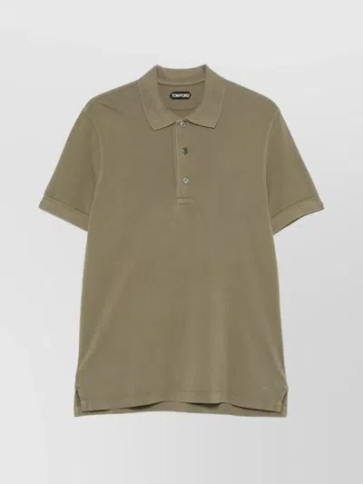 Tom Ford Classic Pique Polo With Tailored Fit In Green