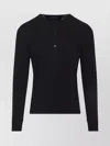 Tom Ford Mens Black Henley Ribbed Relaxed-fit Cotton-blend T-shirt In Black