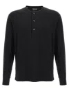 Tom Ford Serafino Rib Henley Tee In Black