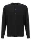 Tom Ford Serafino Rib Henley Tee In Black