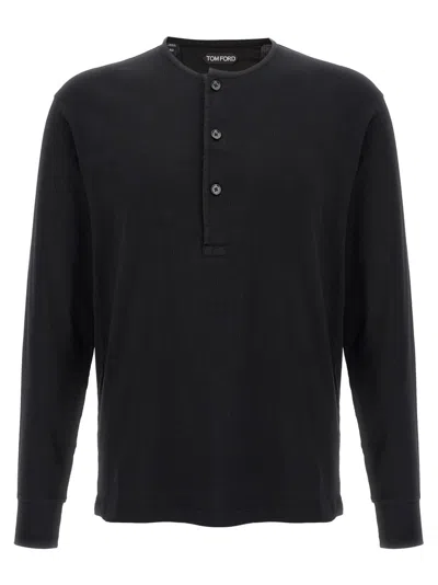 Tom Ford Ribbed Cotton T-shirt In Black