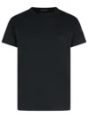 Tom Ford Black Basic Crewneck T-shirt With Tonal Stitching In Cotton Blend Man