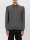 Tom Ford Grey Long-sleeved Polo Shirt With Classic Collar And Refined Trim