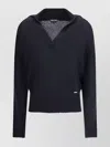 Tom Ford Ribbed Finish Wool Polo Sweater In Blue