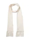 Tom Ford Ribbed Fringe Scarf In White