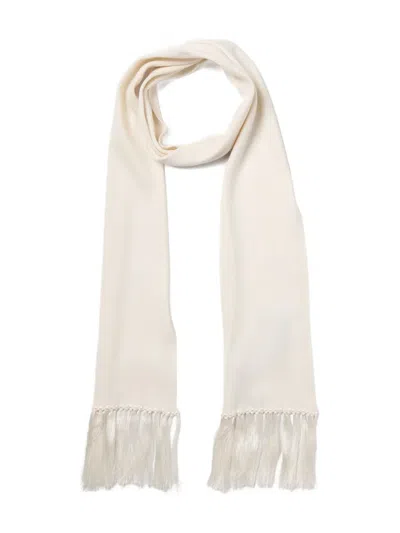 Tom Ford Ribbed Fringe Scarf In White