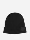 Tom Ford Mens Black Logo-patch Ribbed Cashmere-knit Beanie Hat In Black