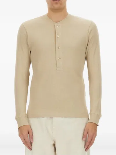 Tom Ford Henley Long Sleeve T-shirt In Neutral