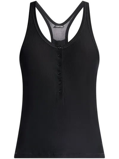 Tom Ford Cotton Blend Rib Jersey Tank Top In Black