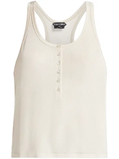 Tom Ford Ribbed Jersey Tank Top In White