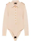 Tom Ford Ribbed-knit Bodysuit In Jb569 Soft Beige - Jb569