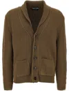 Tom Ford Ribbed Texture Shawl Collar Front Pockets In Green