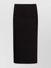 Tom Ford Ribbed Knit High Waist Midi Skirt With Back Slit In Black