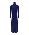 Tom Ford High Neck Buttoned Maxi Dress With Long Sleeves In Blue