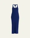 Tom Ford Ribbed Knit Racerback Midi Tank Dress In Blue