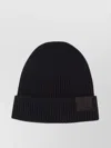 Tom Ford Mens Black Logo-patch Ribbed Cashmere-knit Beanie Hat