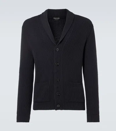 Tom Ford Ribbed-knit Wool And Silk Cardigan In Black