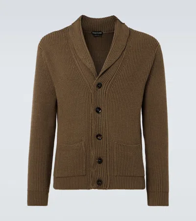 TOM FORD RIBBED-KNIT WOOL AND SILK CARDIGAN