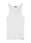 Tom Ford Ribbed Logo Jersey Tank In White