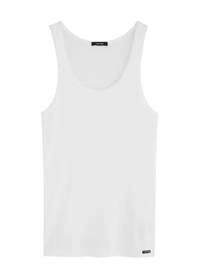 Tom Ford Ribbed Logo Jersey Tank In White