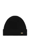 Tom Ford Ribbed Logo-plaque Beanie Hat In Black