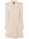 Tom Ford Rib Long Sleeve Sweater Minidress In Neutrals
