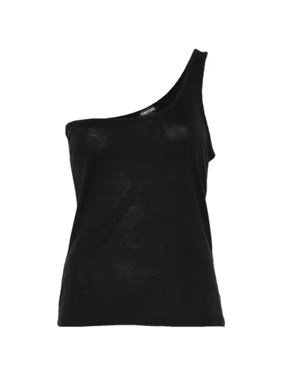 Tom Ford Ribbed One-shoulder Top In Black