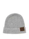Tom Ford Ribbed Patch Beanie In Gray