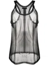 Tom Ford Ribbed Sheer Tank Top In Schwarz